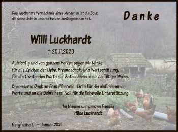 Traueranzeige von Willi Luckhardt von WLZ