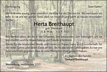 Traueranzeige von Herta Breithaupt von WLZ