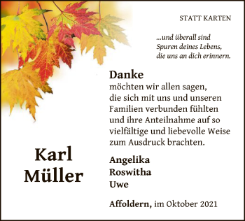 Traueranzeige von Karl Müller von WLZ