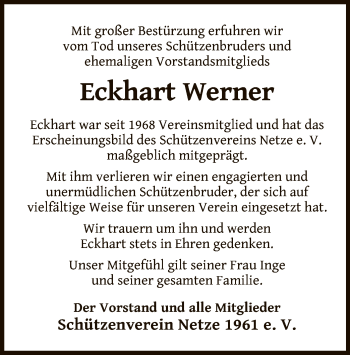 Traueranzeige von Eckhart Werner von WLZ