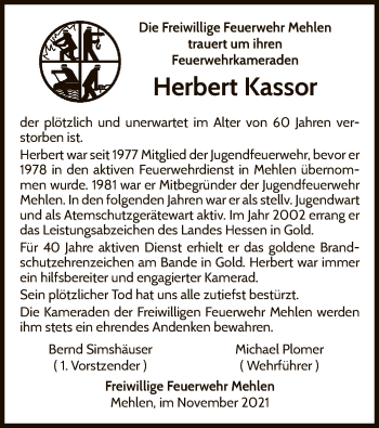 Traueranzeige von Herbert Kassor von WLZ