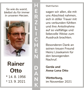 Traueranzeige von Rainer Otto von WLZ