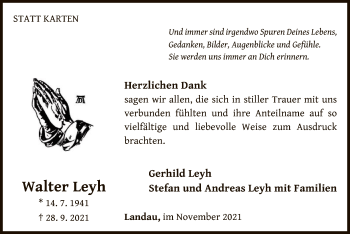 Traueranzeige von Walter Leyh von WLZ