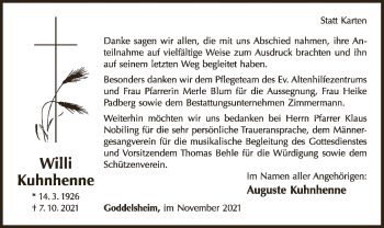 Traueranzeige von Willi Kuhnhenne von WLZ