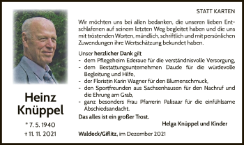 Traueranzeige von Heinz Knüppel von WLZ