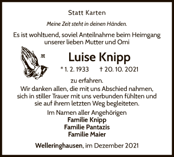 Traueranzeige von Luise Knipp von WLZ