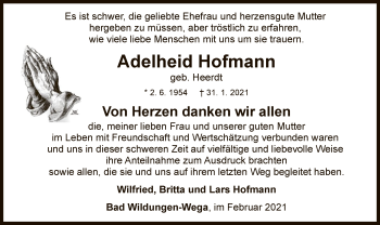 Traueranzeige von Adelheid Hofmann von WLZ