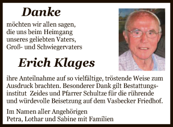 Traueranzeige von Erich Klages von WLZ