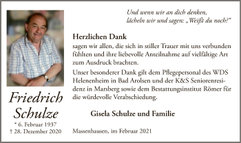 Traueranzeige von Friedrich Schulze von WLZ