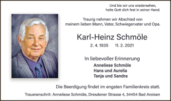 Traueranzeige von Karl-Heinz Schmöle von WLZ