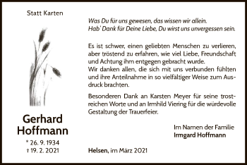 Traueranzeige von Gerhard Hoffmann von WLZ