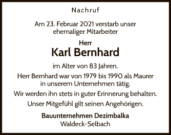 Traueranzeige von Karl Bernhard von WLZ