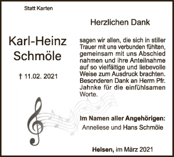 Traueranzeige von Karl-Heinz Schmöle von WLZ