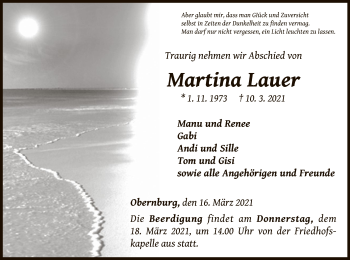 Traueranzeige von Martina Lauer von WLZ