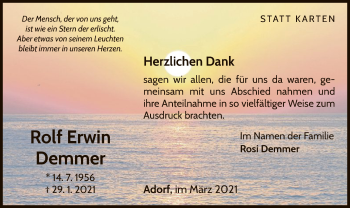 Traueranzeige von Rolf Erwin Demmer von WLZ