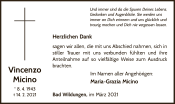 Traueranzeige von Vincenzo Micino von WLZ