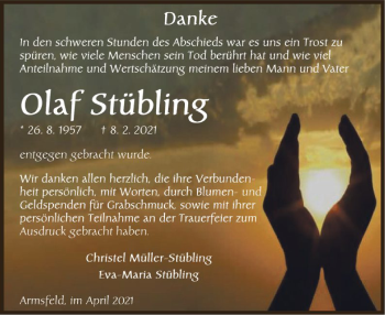 Traueranzeige von Olaf Stübling von WLZ