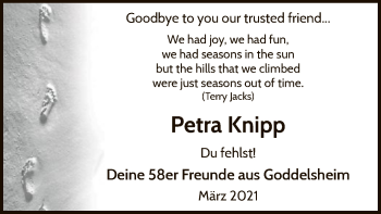 Traueranzeige von Petra Knipp von WLZ