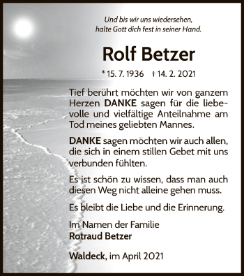 Traueranzeige von Rolf Betzer von WLZ