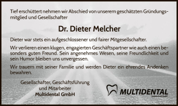 Traueranzeige von Dieter Melcher von WLZ