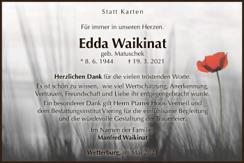 Traueranzeige von Edda Waikinat von WLZ