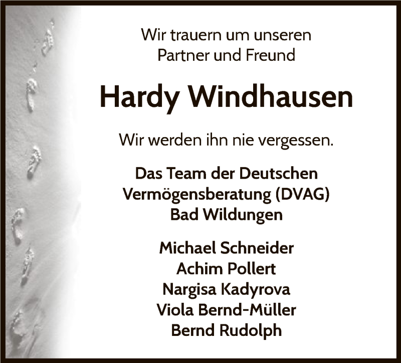  Traueranzeige für Hardy Windhausen vom 06.05.2021 aus WLZ