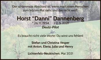 Traueranzeige von Horst Dannenberg von WLZ