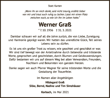 Traueranzeige von Werner Graß von WLZ