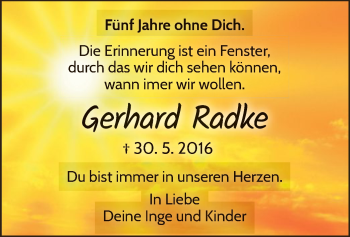 Traueranzeige von Gerhard Radke von WLZ