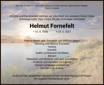 Traueranzeige von Helmut Fornefelt von HNA