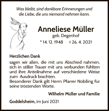 Traueranzeige von Anneliese Müller von WLZ