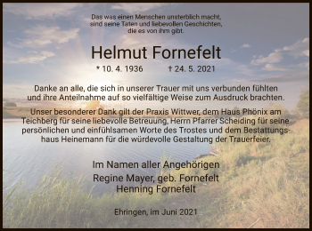 Traueranzeige von Helmut Fornefelt von HNA