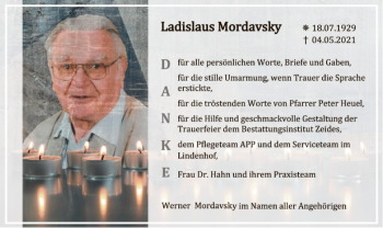 Traueranzeige von Ladislaus Mordavsky von WLZ