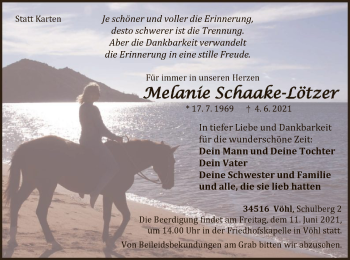 Traueranzeige von Melanie Schaake-Lötzer von WLZ