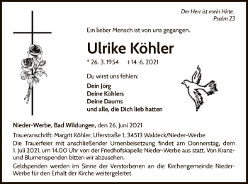 Traueranzeige von Ulrike Köhler von WLZ