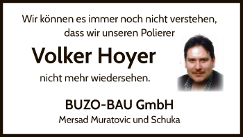 Traueranzeige von Volker Hoyer von WLZ