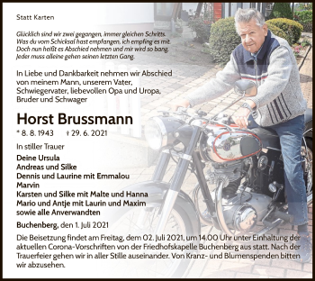 Traueranzeige von Horst Brussmann von WLZ