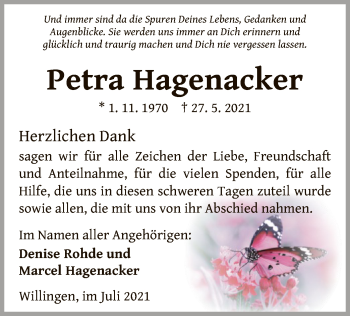 Traueranzeige von Petra Hagenacker von WLZ