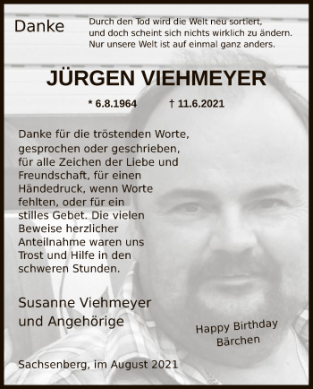 Traueranzeige von Jürgen Viehmeyer von HNA