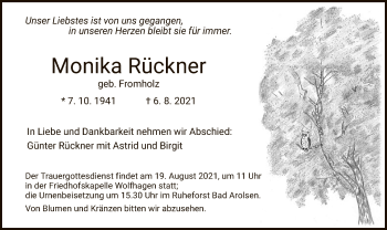 Traueranzeige von Monika Rückner von HNA