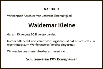 Traueranzeige von Waldemar Kleine von WLZ