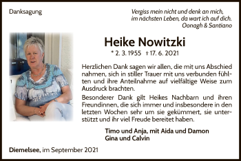 Traueranzeige von Heike Nowitzki von WLZ