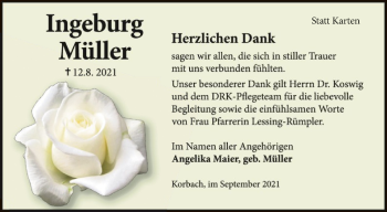 Traueranzeige von Ingeburg Müller von WLZ