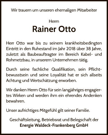 Traueranzeige von Rainer Otto von WLZ