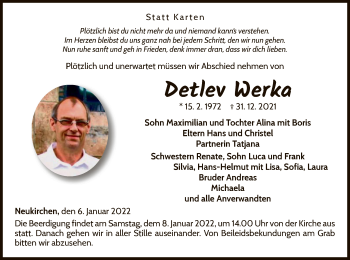 Traueranzeige von Detlev Werka von WLZ