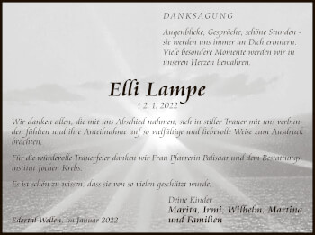 Traueranzeige von Elli Lampe von WLZ