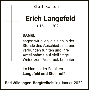 Traueranzeige von Erich Langefeld von WLZ