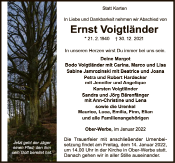 Traueranzeige von Ernst Voigtländer von WLZ