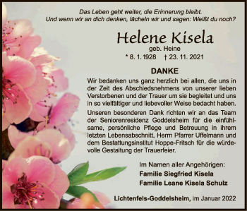 Traueranzeige von Helene Kisela von WLZ