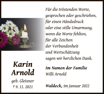 Traueranzeige von Karin Arnold von WLZ